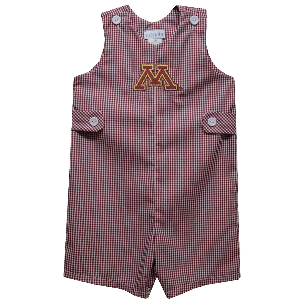Toddler Vive La Fete Maroon Minnesota Golden Gophers Gingham Jon Romper