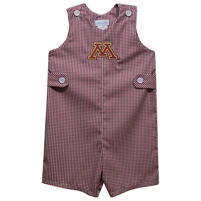 Toddler Vive La Fete Maroon Minnesota Golden Gophers Gingham Jon Romper
