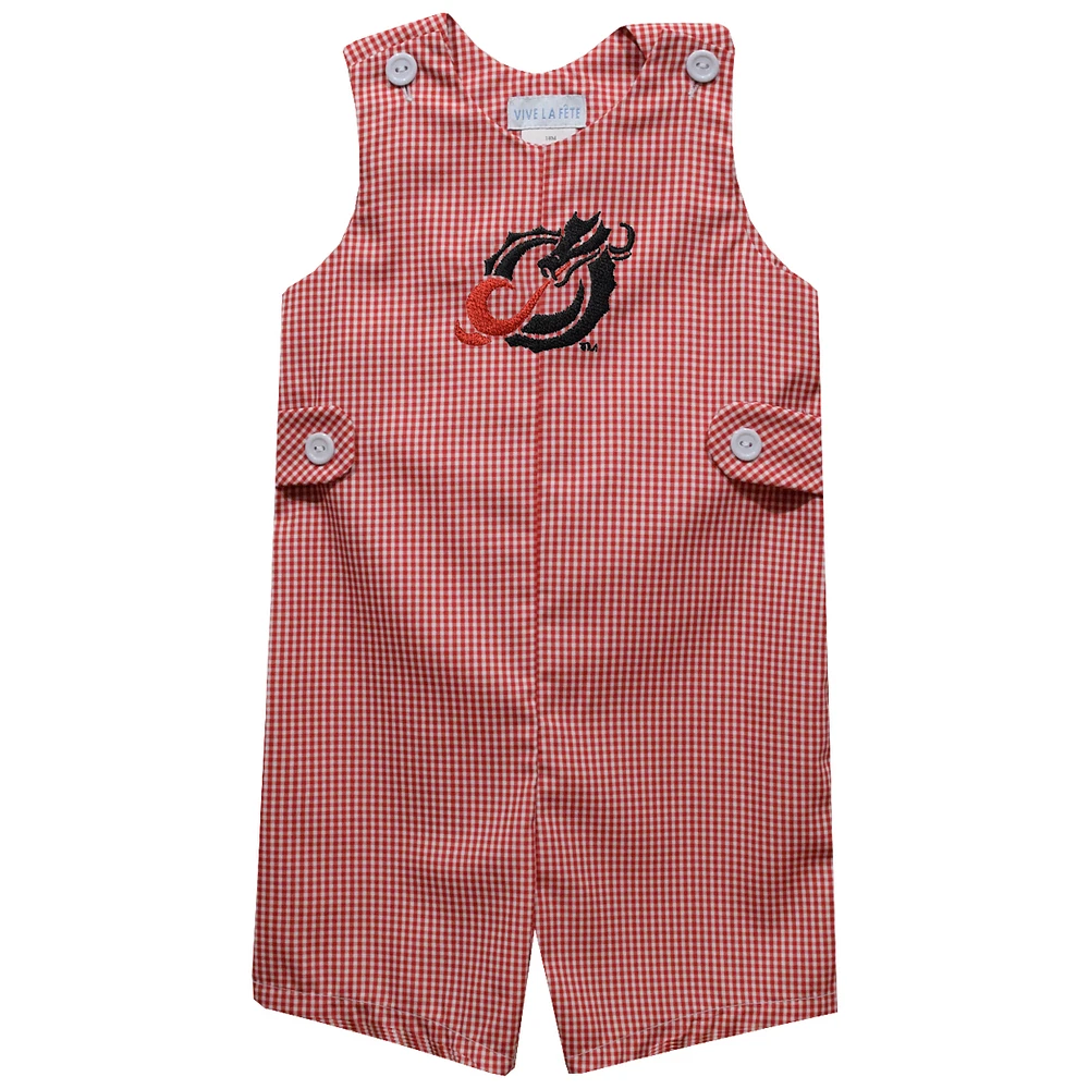 Toddler Vive La Fete Red Minnesota State Moorhead Dragons Gingham Jon Romper