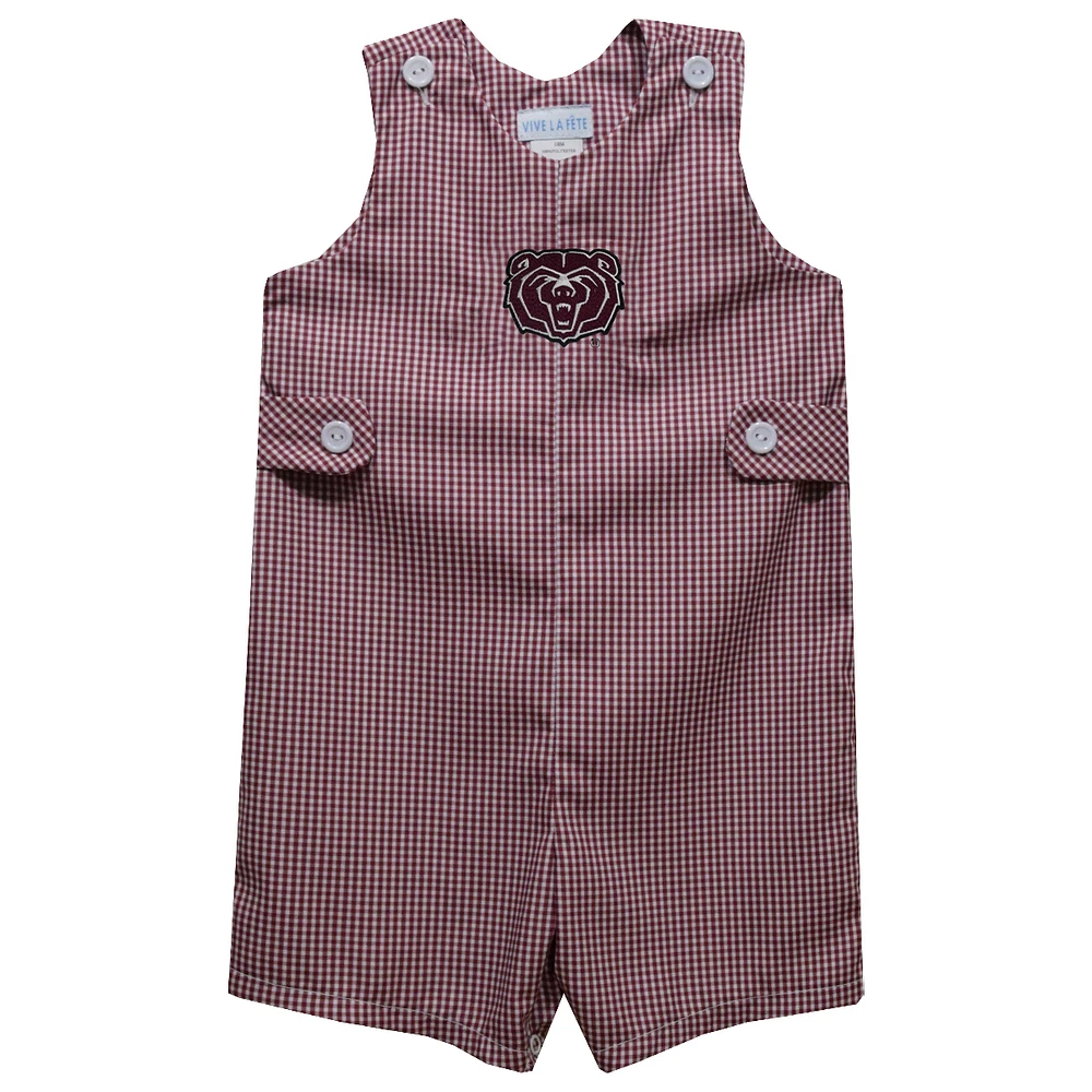 Toddler Vive La Fete Maroon Missouri State University Bears Gingham Jon Romper