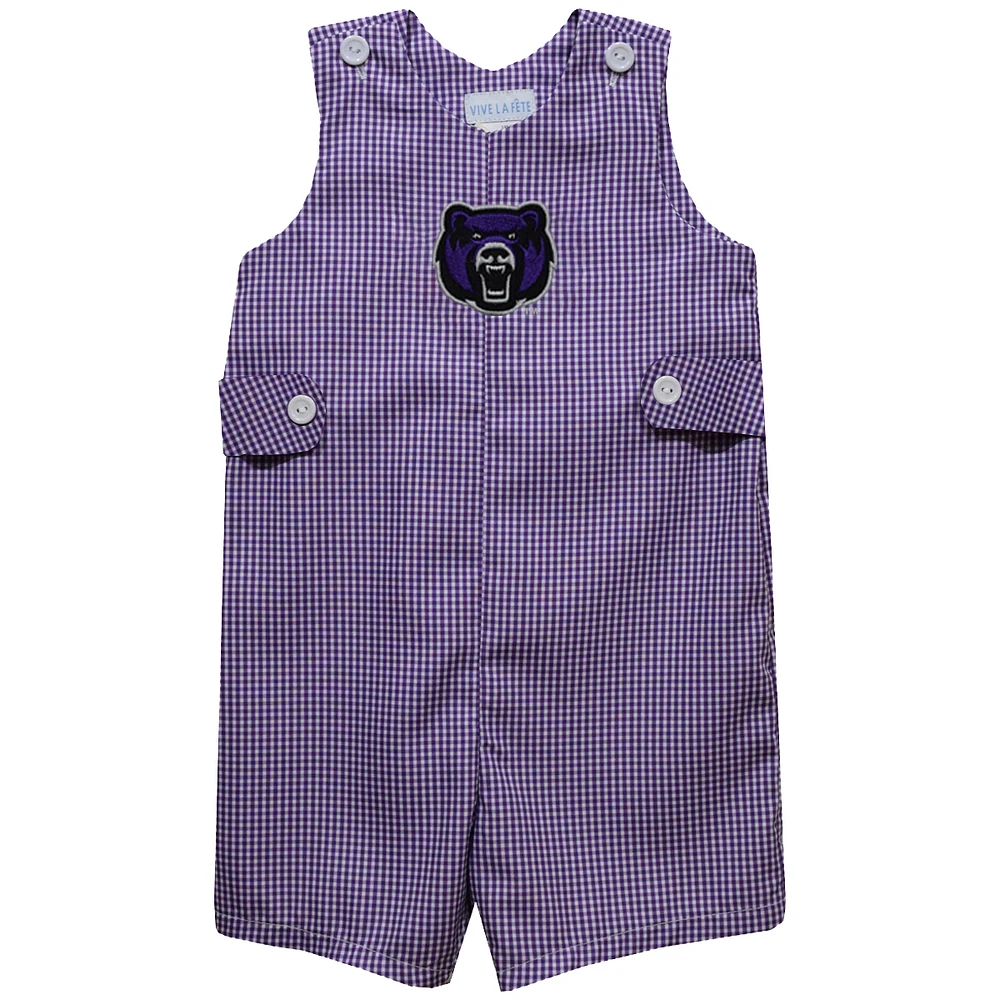 Toddler Vive La Fete Purple Central Arkansas Bears Gingham Jon Romper