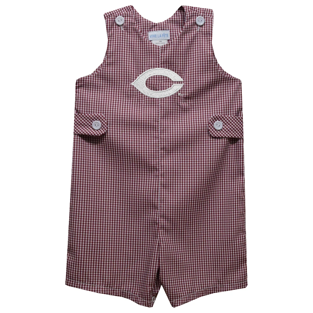 Toddler Vive La Fete Maroon UChicago Maroons Gingham Jon Romper