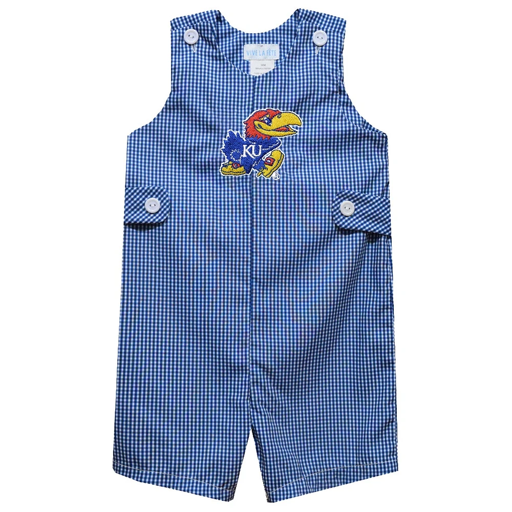 Toddler Vive La Fete Royal Kansas Jayhawks Gingham Jon Romper