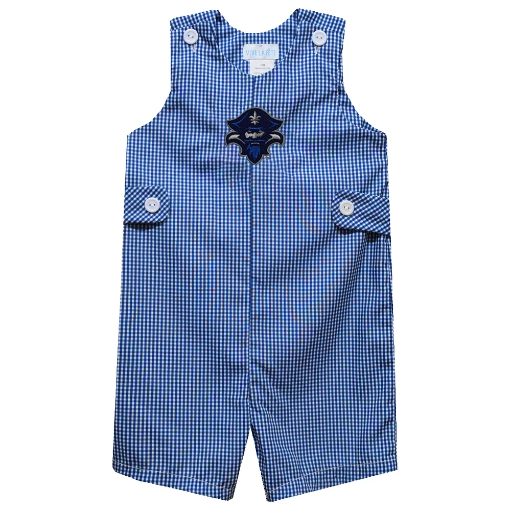 Toddler Vive La Fete Blue New Orleans Privateers Gingham Jon Romper