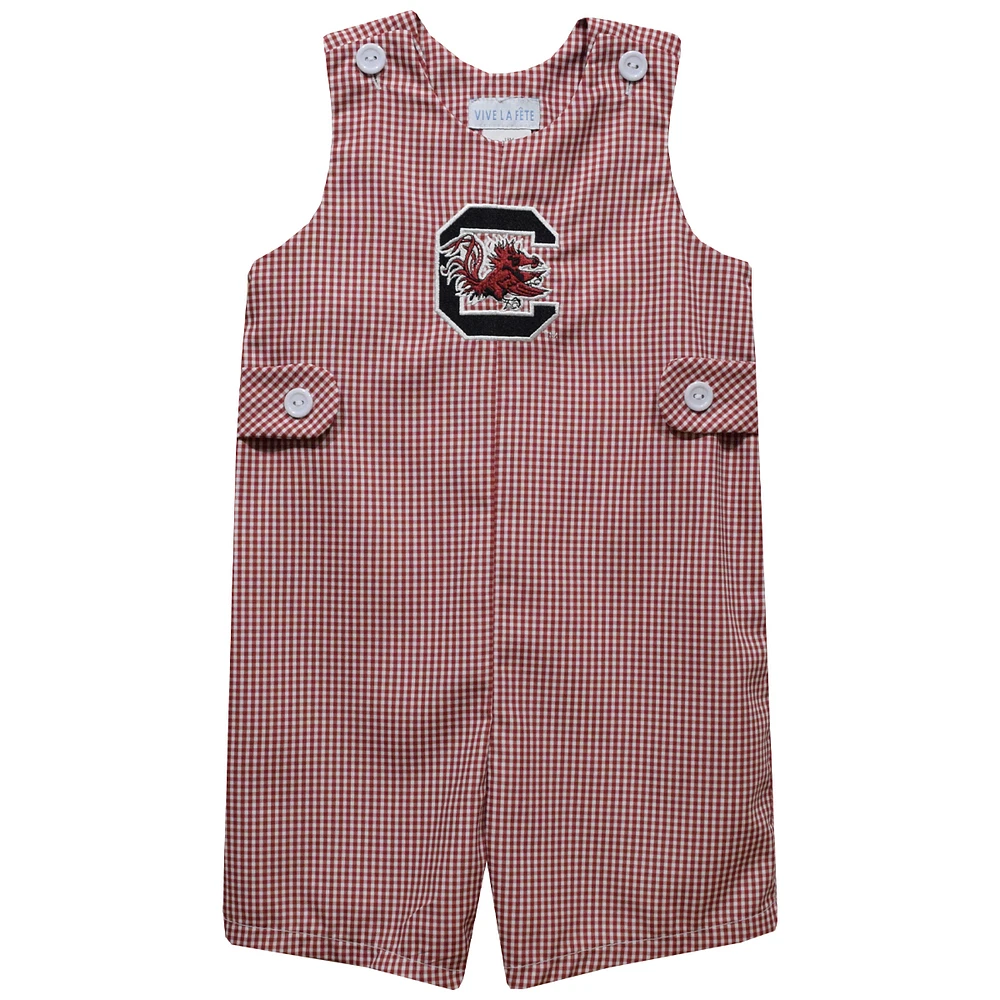 Toddler Vive La Fete Garnet South Carolina Gamecocks Gingham Jon Romper