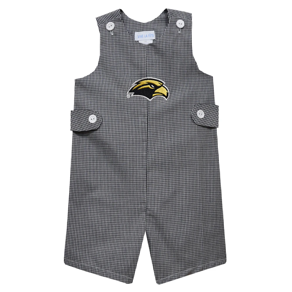 Toddler Vive La Fete Black Southern Miss Golden Eagles Gingham Jon Jon Romper