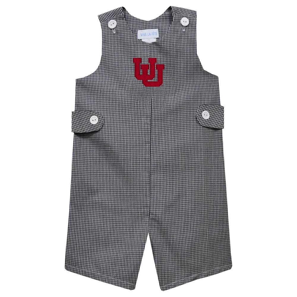 Toddler Vive La Fete Black Utah Utes Gingham Jon Jon Romper