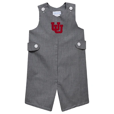 Toddler Vive La Fete Black Utah Utes Gingham Jon Jon Romper