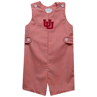 Toddler Vive La Fete Red Utah Utes Gingham Jon Romper
