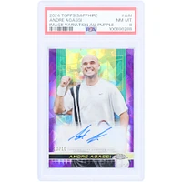 Andre Agassi Autographed 2024 Topps Chrome Sapphire Purple Image Variation #AIV-AAI #10/10 PSA Authenticated 8 Card