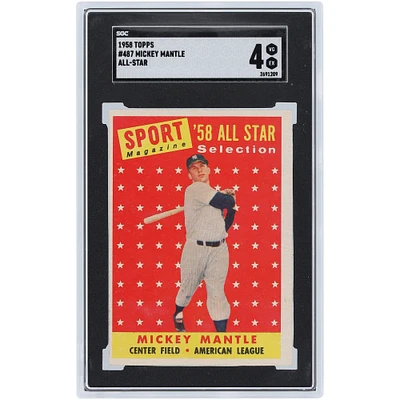 Mickey Mantle New York Yankees 1958 Topps All Star #487 SGC Authenticated Card