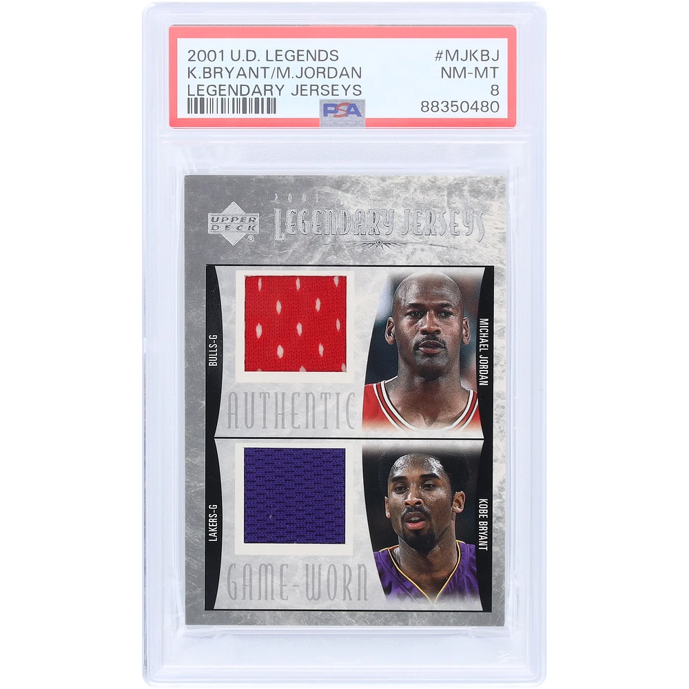 Michael Jordan & Kobe Bryant 2001 Upper Deck Legends Dual Game Used Relic #MJKB-J PSA Authenticated 8 Card