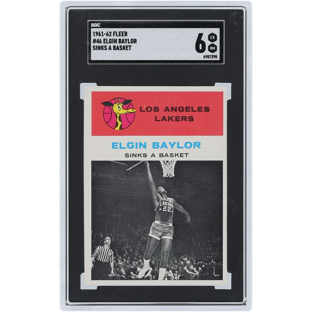 Elgin Baylor Los Angeles Lakers 1961-62 Fleer Sinks a Basket #46 SGC Authenticated 6 Card