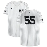 Carlos Rodón New York Yankees Game-Used #55 White Pinstripe Nike Jersey vs. Arizona Diamondbacks on April 2, 2025