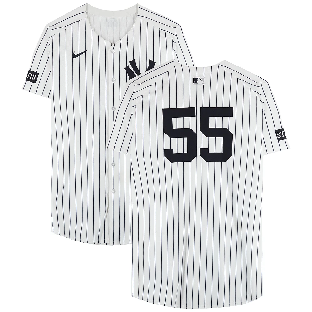 Carlos Rodón New York Yankees Game-Used #55 White Pinstripe Nike Jersey vs. Arizona Diamondbacks on April 2, 2025