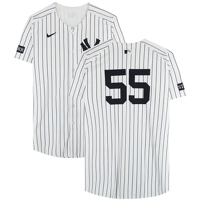 Carlos Rodón New York Yankees Game-Used #55 White Pinstripe Nike Jersey vs. Arizona Diamondbacks on April 2, 2025