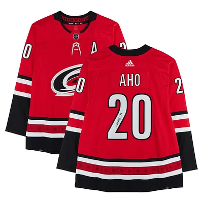 Sebastian Aho Carolina Hurricanes Autographed Red adidas Jersey