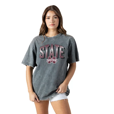 Women's Gameday Couture Gray Mississippi State Bulldogs Snow Washed Relaxed Fit Classic T-Shirt
