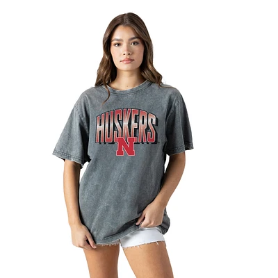 Women's Gameday Couture Gray Nebraska Huskers Snow Washed Relaxed Fit Classic T-Shirt
