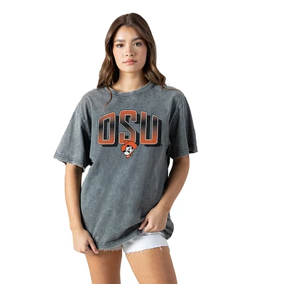 Women's Gameday Couture Gray Oklahoma State Cowboys Snow Washed Relaxed Fit Classic T-Shirt