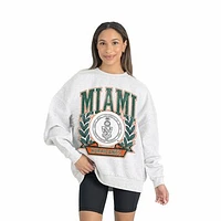 Women's Gameday Couture Gray Miami Hurricanes Premium Fleece Drop Shoulder Oversized Pullover Sweatshirt