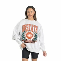 Women's Gameday Couture Gray Oklahoma State Cowboys Premium Fleece Drop Shoulder Oversized Pullover Sweatshirt