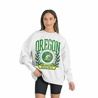 Women's Gameday Couture Gray Oregon Ducks Premium Fleece Drop Shoulder Oversized Pullover Sweatshirt