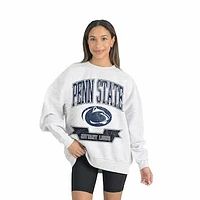 Women's Gameday Couture Gray Penn State Nittany Lions Premium Fleece Drop Shoulder Oversized Pullover Sweatshirt