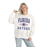 Women's Gameday Couture White Florida Gators Premium Fleece Drop Shoulder Oversized Pullover Sweatshirt