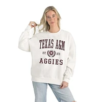 Women's Gameday Couture White Texas A&M Aggies Premium Fleece Drop Shoulder Oversized Pullover Sweatshirt