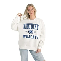 Women's Gameday Couture White Kentucky Wildcats Premium Fleece Drop Shoulder Oversized Pullover Sweatshirt