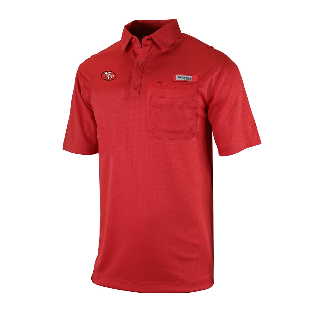 Men's Columbia Scarlet San Francisco 49ers Omni-Wick Flycaster Pocket Polo