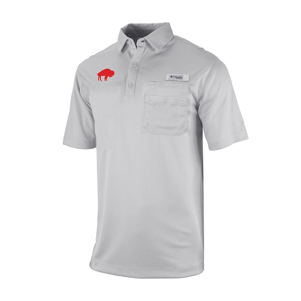 Men's Columbia Gray Buffalo Bills Omni-Wick Flycaster Pocket Polo