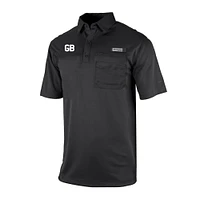 Men's Columbia Black Green Bay Packers Throwback Logo Omni-Wick Flycaster Pocket Polo