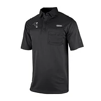 Men's Columbia Black Indianapolis Colts Throwback Logo Omni-Wick Flycaster Pocket Polo