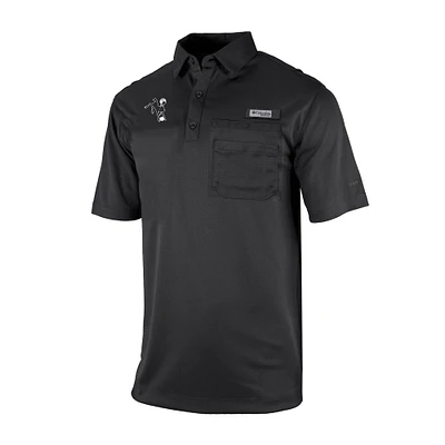 Men's Columbia Black Indianapolis Colts Throwback Logo Omni-Wick Flycaster Pocket Polo