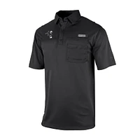 Men's Columbia Black Indianapolis Colts Throwback Logo Omni-Wick Flycaster Pocket Polo