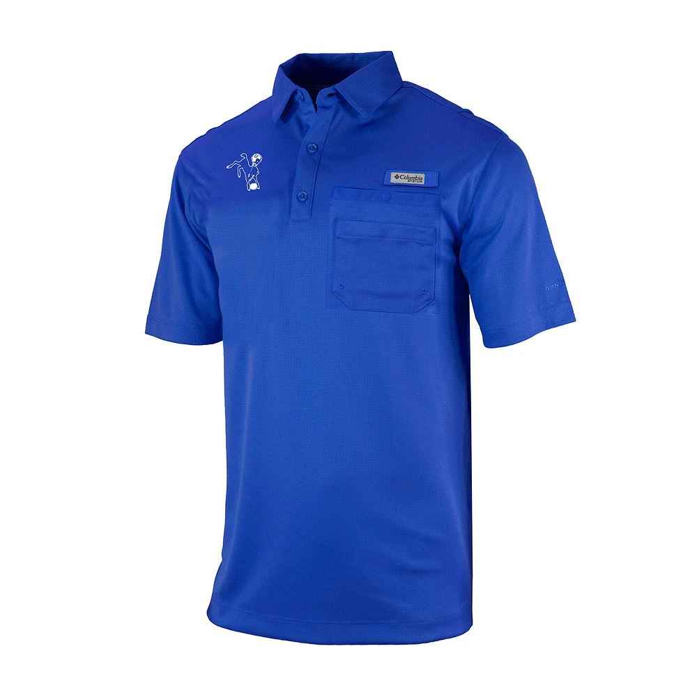 Men's Columbia Royal Indianapolis Colts Omni-Wick Flycaster Pocket Polo
