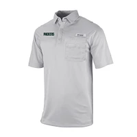 Men's Columbia Gray Green Bay Packers Omni-Wick Flycaster Pocket Polo