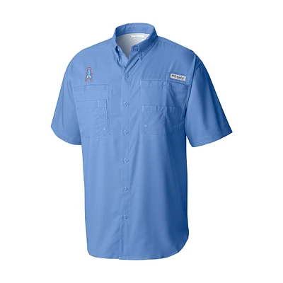 Men's Columbia Light Blue Houston Oilers Throwback Logo Tamiami Omni-Shade Button-Down Shirt