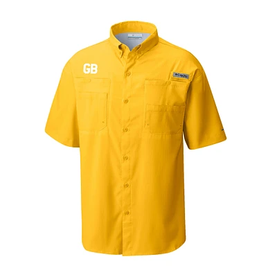 Men's Columbia Gold Green Bay Packers Throwback Logo Tamiami Omni-Shade Button-Down Shirt