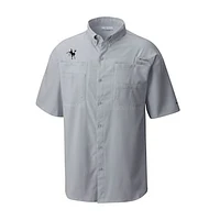 Men's Columbia Gray Indianapolis Colts Throwback Logo Tamiami Omni-Shade Button-Down Shirt