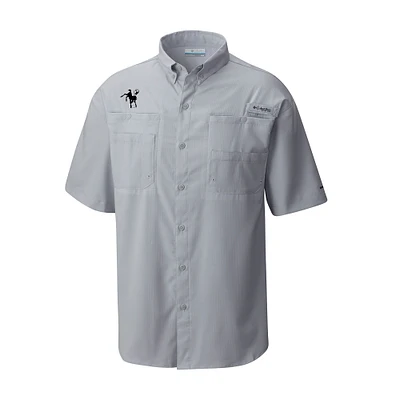 Men's Columbia Gray Indianapolis Colts Throwback Logo Tamiami Omni-Shade Button-Down Shirt