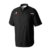 Men's Columbia Cleveland Browns Throwback Logo Tamiami Omni-Shade Button-Down Shirt