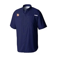 Men's Columbia Navy Denver Broncos Throwback Logo Tamiami Omni-Shade Button-Down Shirt