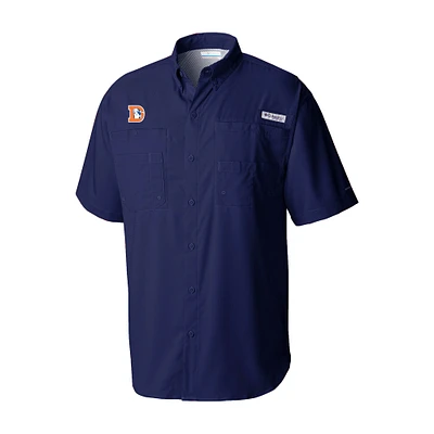 Men's Columbia Navy Denver Broncos Throwback Logo Tamiami Omni-Shade Button-Down Shirt