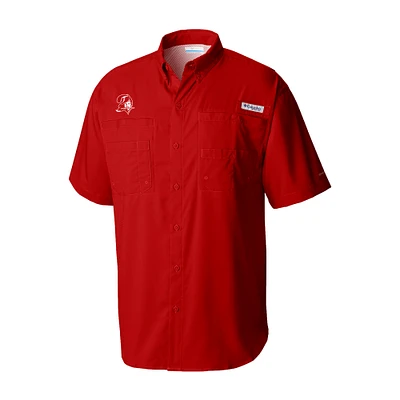 Men's Columbia Red Tampa Bay Buccaneers Throwback Logo Tamiami Omni-Shade Button-Down Shirt