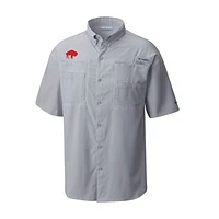 Men's Columbia Gray Buffalo Bills Throwback Logo Tamiami Omni-Shade Button-Down Shirt