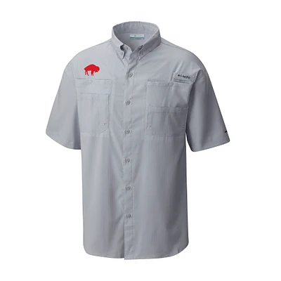Men's Columbia Gray Buffalo Bills Throwback Logo Tamiami Omni-Shade Button-Down Shirt