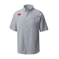 Men's Columbia Gray Buffalo Bills Throwback Logo Tamiami Omni-Shade Button-Down Shirt